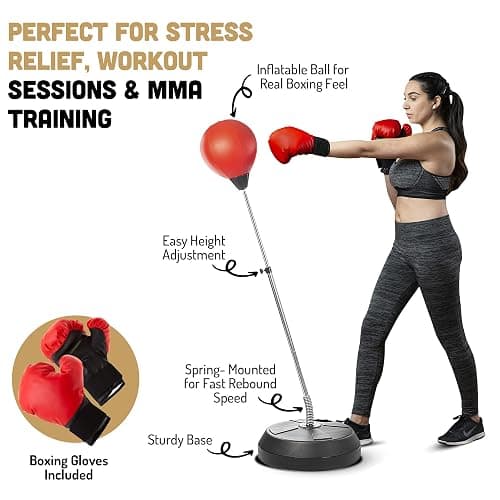 TechTools Punching Bag with Stand, Boxing Bag for Teens & Adults - Height Adjustable - Speed Bag for Training, Boxing Equipment, Stress Relief & Fitness thumbnail 3