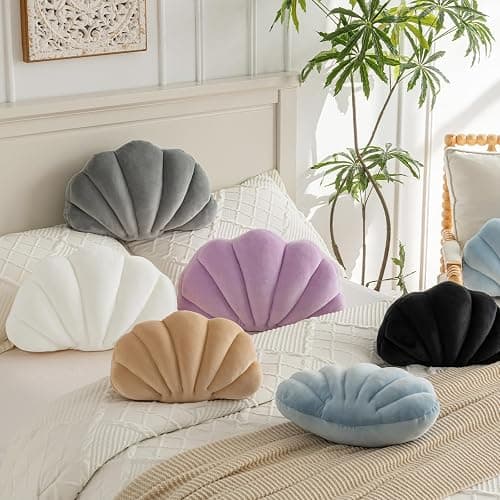 ZCNYCLAM Shell Pillow, Shell Shaped Decorative Throw Pillows with Velet for Couch Bed, Cute Seashell Beachy Room Decor Aesthetic Throw Pillows for Bedroom Living Room(13x10 Inches, Dusty Blue) thumbnail 3