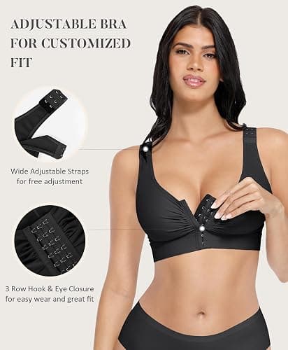 FeelinGirl Post Surgery Compression Bra for Women's Front Closure Bra with Adjustable Straps Wirefree thumbnail 3