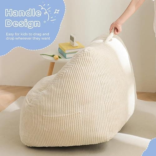 MAXYOYO Kids Bean Bag Chair, Bean Bag Couch with Handle, Comfy Toddler Chair for Boys and Girls, Accent Sofa Chair with Pocket for Gaming Reading Relaxing, Beige | Comfy Toddler Chair for Boys and Girls, Accent Sofa Chair with Pocket for Gaming Reading, Beige thumbnail 6