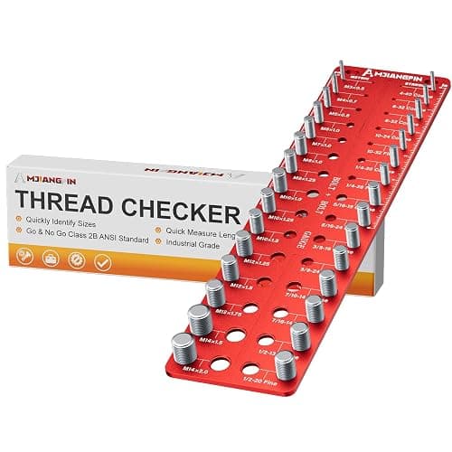 AMJIANGPIN Thread Checker, 30 Nut & Bolt Thread Size Checker 15 Standard &15 Metric, Wall-Mounted Stainless Steel Thread Gauge Checker with Inch & Metric, Bolt Size Finder - Image 1