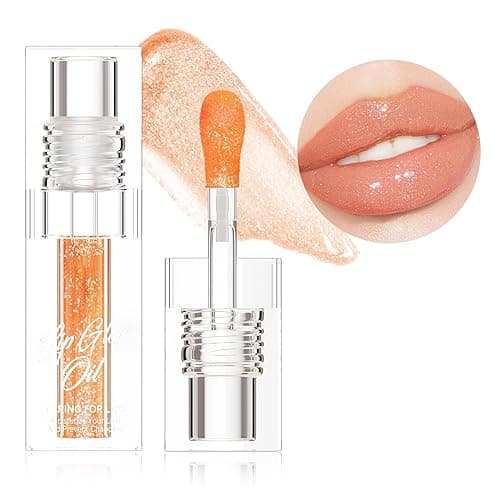 Magic Color-Changed Lip Glow Oil, Plumping Hydrating Tinted Gloss with Big Brush, Nourishing Glitter Non-Sticky Lacquer for Women & Girls, Tinta para Labios, Lipgloss for Dry Lips(Orange, 1 pcs) - Orange - 1 pcs