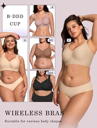 OEAK Womens Wireless Jelly Bra Plus Size Supportive Seamless Bras Full Coverage Push Up Comfortable No Underwire Tshirt Bras thumbnail 5