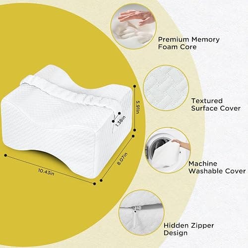 UJPFEO Knee Pillow for Side Sleepers, Leg Pillow for Sciatica, Back, HIPS, Knees, Joints Pain Relief,Pillows for Between Legs While Sleeping Spine Alignment Support & Relieves Pressure thumbnail 2