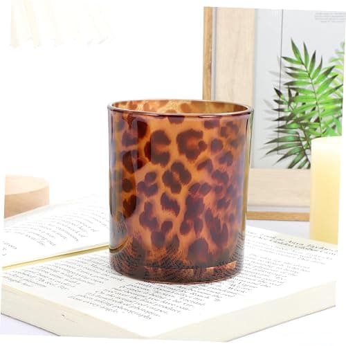 IMIKEYA Stable Vintage Leopard Print Glass Candle Holder for Decorative Candle thumbnail 7