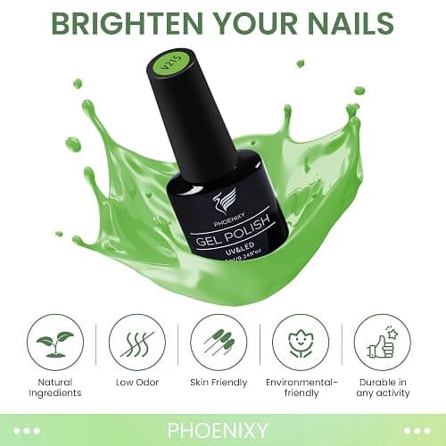 Phoenixy Gel Nail Polish Set, 42PCS Gel Nail Polish | 36 Colors Gel Nail Varnish, 6 Glossy Matte Glitter Golden Base Top Coat, Summer Spring Gel Polish Set Gift for Women thumbnail 2
