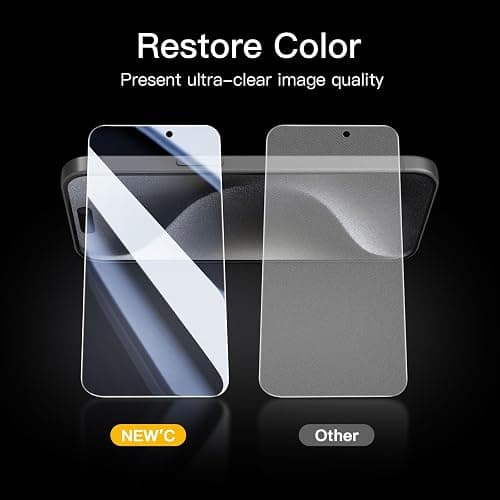 NEW'C 3 Pack Privacy for iPhone 15 Pro Screen Protector (6.1 inches), Anti-Spy Tempered Glass Film,Case Friendly Ultra Resistant,Balanced 28-Degree Privacy Angle - Easy installation tool included thumbnail 7