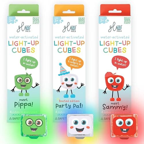 Glo Pals Water-Activated Light-Up Cubes Bundle for Sensory Play – 12 Pack (Holly Jolly) - Image 1