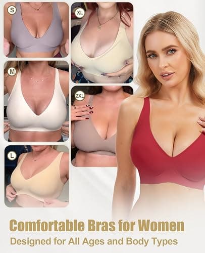 Jelly Wireless Bra Deep V Push Up Seamless T-Shirt Comfortable Plunge No Underwire Bras with Adjustable Straps Everyday Bras thumbnail 5