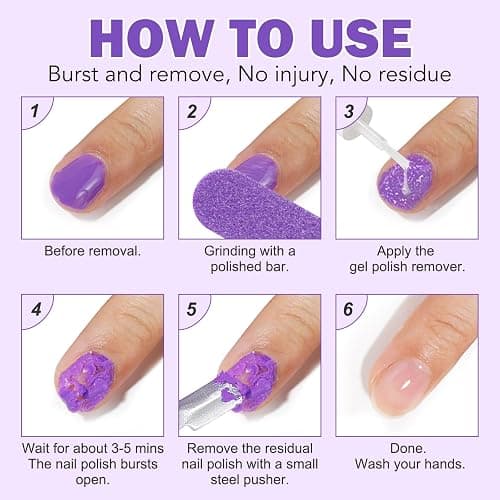 Gel Nail Polish Remover, Gel Polish Remover Kit - Quickily and Easily Removes Gel Nail Polish at Home in 2-5 Mins - No Need for Foil, Soaking or Wrapping,15ml thumbnail 6