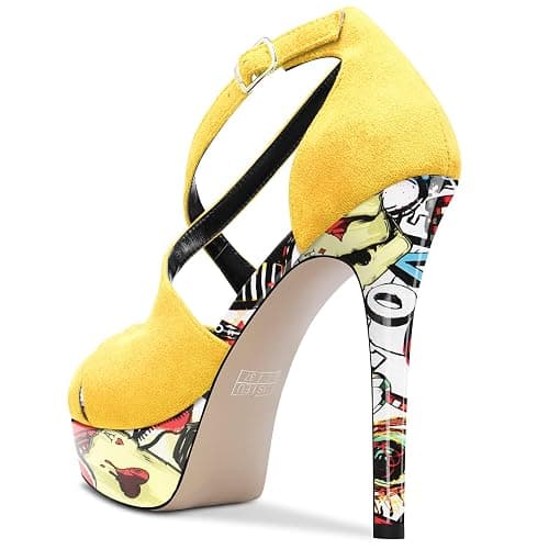HDEUOLM Women Stiletto High Platform Heel Peep Open Toe Sandals Ankle Strap Wedding Dress 4.7 Inches Heels thumbnail 5