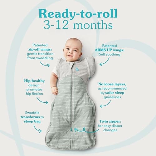 Love to Dream Transition Bag 0.2T Stretch Cotton Medium (6-8.5kg) Stage 2, Soft & Breathable, Lightweight for Comfortable Sleep, Ideal for Newborns, Stripe Print, Olive thumbnail 6