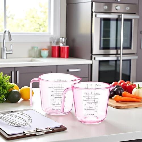 Cute Pink Plastic Measuring Cup for Home Kitchen Cooking and Baking Seasoning Liquid (150ml, 300ml, 600ml - 3 Pack) thumbnail 4