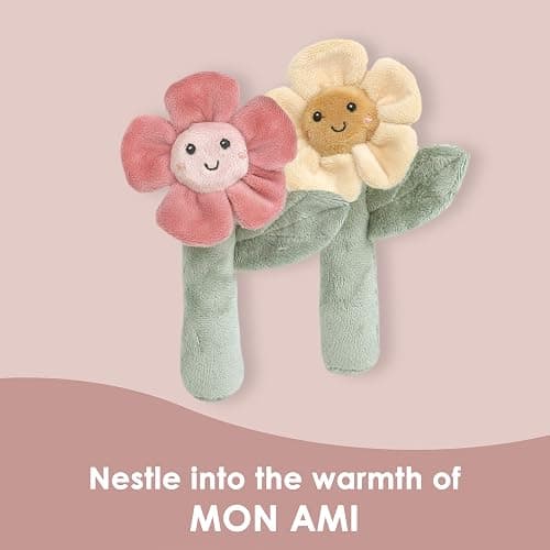 MON AMI Soft Baby Rattle Toy Set of 2 Pcs | 6-Inch Flower Shaped Plush Stuffed Rattle for Newborns | Sensory Development Toy for Infants & Toddlers | Ideal Gift for Baby Showers & Birthdays thumbnail 4