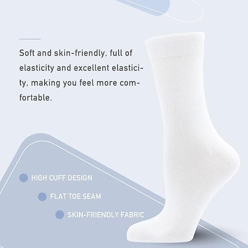 Women's Soft Thin Viscose Bamboo Crew Socks, Fit Stretchy Casual, Business, Dress Calf Sock 5 Pairs thumbnail 4