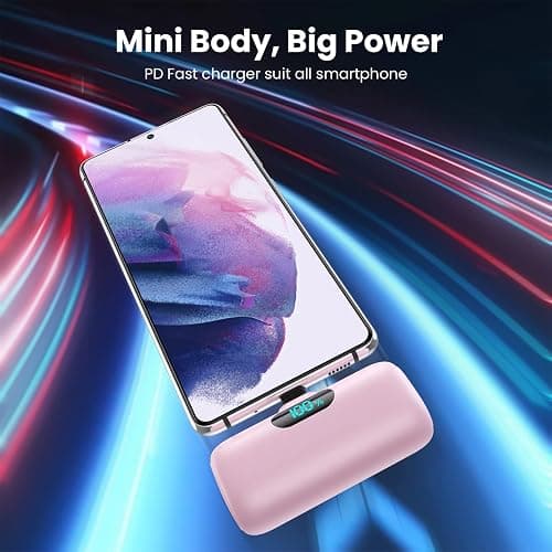 Mini Portable Charger 5000mAh Power Bank,15W PD USB C Cell Phone Portable Power, LCD Display Battery Pack Compatible With iPhone 15/15 Plus/15 Pro/15 Pro Max/Android/Samsung/Moto/LG (Type-C Only) thumbnail 2