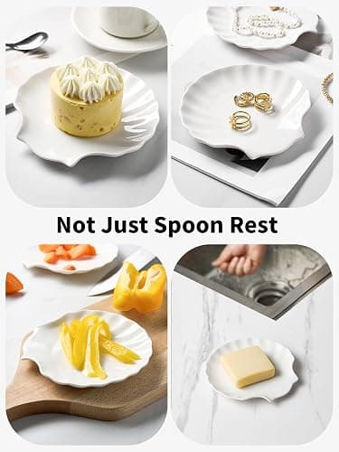 ABRUTY Spoon Rest for Stove Top, Ceramic Spoon Holder for Counter, Modern Farmhouse Decor Accessories for Spatula, Spoons or Tongs thumbnail 5