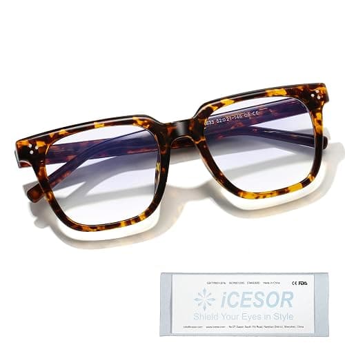Icesor Oversized Square Blue Light Glasses for Woman Men fashion Reduce Eyestrain Protection for TV/Computer/Gaming - Image 1