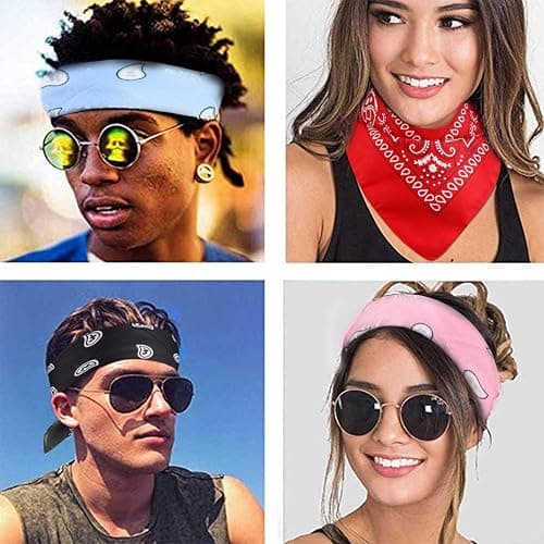 Jeatonge 20 Pcs Bandanas for Women Men Head Scarf Handkerchief 22x22 Inch thumbnail 7
