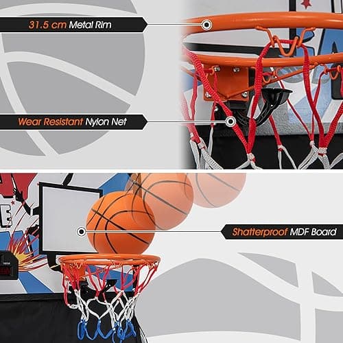 Giantex Folding Basketball Arcade Game - Electronic Hoop with 8 Game Modes, 4 Balls, 2 Hoops, Air Pump, LCD Scoreboard - For Adults & Kids thumbnail 8