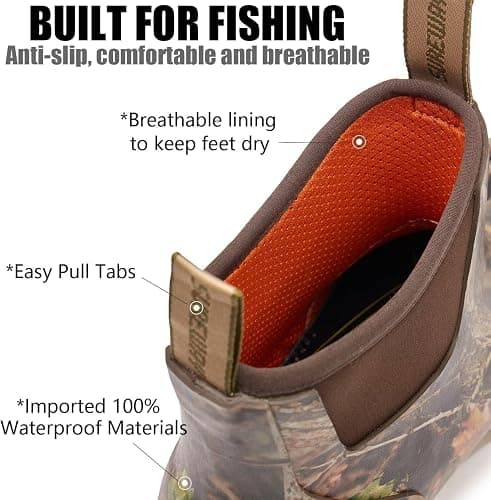 SUREWAY Women's Ankle Fishing Deck Boots for Women,Short Waterproof Neoprene Rubber Rain Boots,Lightweight Garden Work Shoes for Women,Upgraded Slip Resistant,Durable Comfortable thumbnail 3