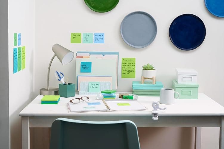Post-it 100% Recycled Paper Super Sticky Notes, 3 in. x 3 in., 5 Pads, 70 Sheets per Pad, Oasis Collection, School Supplies and Office Products thumbnail 2