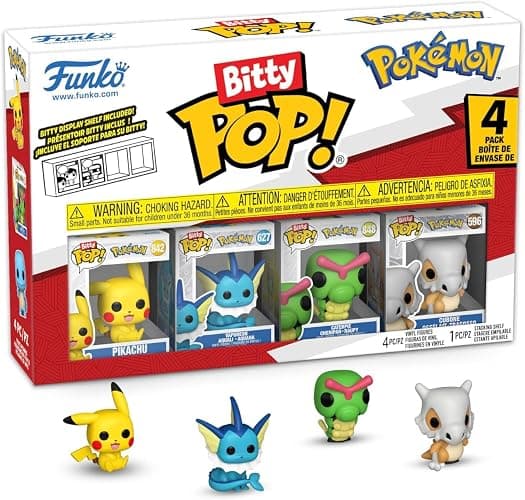 Funko Pop! Bitty: Pokemon - Pikachu, Vaporeon, Caterpie, and Cubone - 0.9 Inch (2.2 Cm) Collectable - Stackable Display Shelf Included - Gift Idea - Party Bags Stocking thumbnail 3