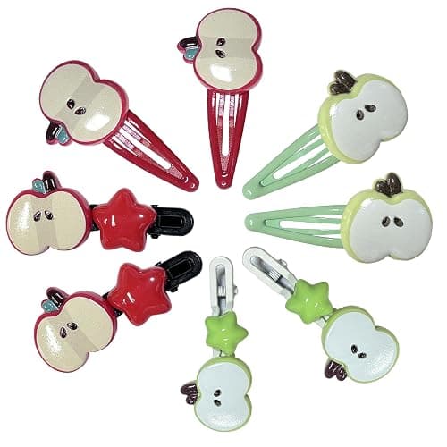 Piepaiho 8PCS Apple Hair Clip Small Fun Star Hair Clips for Girls &Women | Designed for Thick Thin Curly and Normal Hair. These Small Hair Clips Feature Tight Clamping Force To Fix Hair Firmly - Image 1