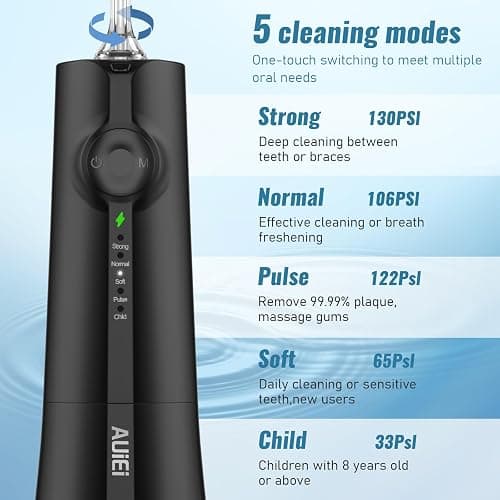 Water Flosser Pick for Teeth & Braces, 300ML Cordless Power Dental Flossers with 8 Jet Tips, Oral Irrigator 5 Use Modes, IPX7 Waterproof, Portable for Home Travel thumbnail 4