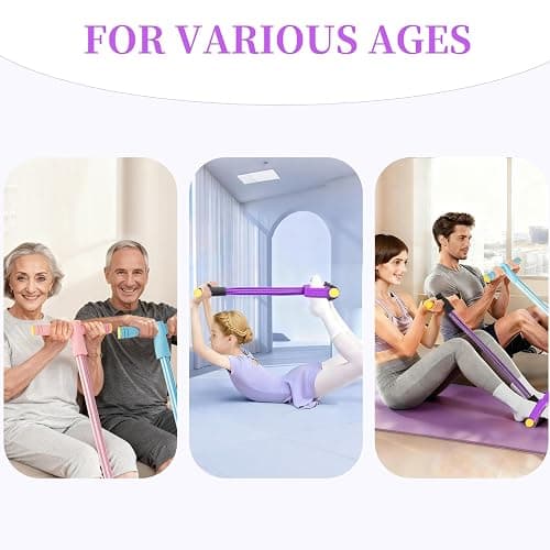 Pedal Resistance Band with Handle, Upgraded 6-Tube Exercise Bands | Natural Rubber Tension Rope, Multifunction Foot Pedal Resistance Bands for Working Out, Ab, Waist, Arm, Leg, Pilates, Yoga thumbnail 8