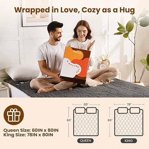 Bearhug Multi-Zone Electric Heated Mattress Pad Queen Size, Dual Control Bed Warmer with Memory & 11 Heat Level, 1-9H Auto Off, Individual Body &Feet Settings, Deep Pocket ETL Certified, Machine Wash thumbnail 7