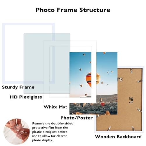 JCJMY 20x25 Picture Frame with 16x20 Mat, Display Photo 16x20 with Mat or 20 x 25 Without Mat, Wall Hanging Large 20 by 25 Poster Frame with Plexiglass, White thumbnail 4