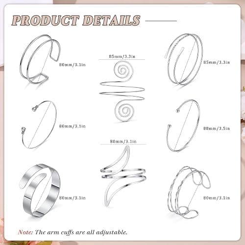 Arm Cuff Bracelet for Women Arm Layered Cuff Bangles Adjustable Coil Swirl Armlet ArmBand Stackable thumbnail 3
