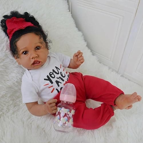 KSBD Realistic Reborn Baby Doll Black Girl – 20 Inch Lifelike Real Life African American Newborn Doll with Soft Body Gift Set for Kids Age 3+ thumbnail 5