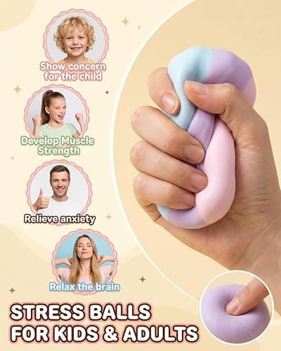Coconut Oil Stress Ball Crunchy Squishy Sand Vacuum Filled Grape Squishies Balls Stressball Glutinous Fidget Colorful Squeeze Squishys Shapeable Squishied Relief Cheese Snowball Sensory(1.6IN6pcs) thumbnail 2