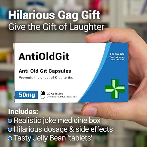 KadoBox - AntiOldGit - Joke Pill Box - Jelly Bean Sweets (50g) - Funny Gifts for Men, 1 Compartment, Birthday and Retirement Presents for Grandad. Rectangle thumbnail 2