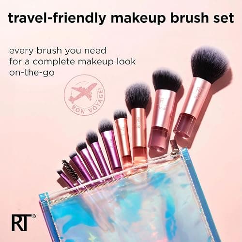 Real Techniques Kit de mini-pinceaux Real Technique Travel Fantasy, pinceaux de maquillage pour fard à paupières, surligneur, contour,ensemble de 11 pièces thumbnail 4