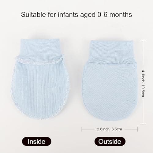 BQUBO Newborn Infant Mittens No Scratch Cotton Elastic Wrist Gloves Hypoallergenic for 0-6 Months Baby Boys Girls thumbnail 6