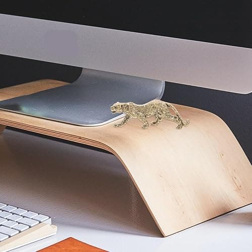 ABOOFAN Leopardenverzierung Aus Messing Schreibtisch-skulptur Desktop-Ornament Briefbeschwerer Mit Tiermotiv Tierdekor Auf Dem Tisch Leopard-Statue Geparden- Panther Golden thumbnail 7