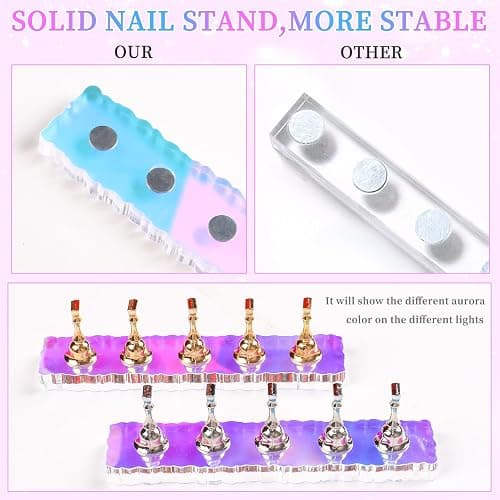 ANGNYA Nail Stands for Press Ons Fake Nail Holder for Painting Nails Art | 2 Sets, 96Pcs Sticky Tapes, Iridescent Color, Strong Magnetic, Sturdy and Easy to Use, Good for Nail Display and Practice thumbnail 5
