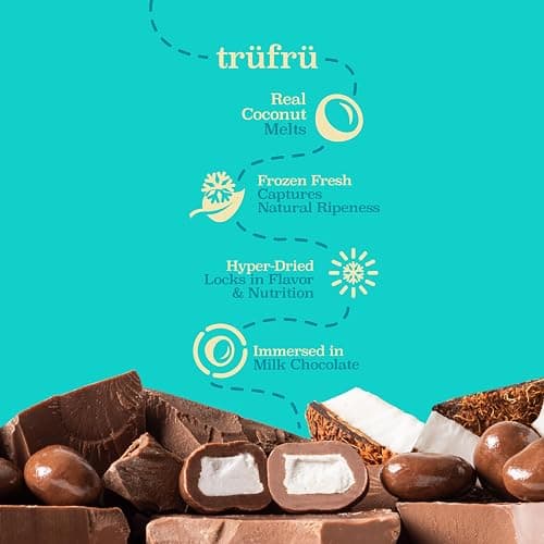 Tru Fru Real Coconut Melts Hyper-Dried Fresh in Milk Chocolate, Premium Gourmet Freeze Dried Fruit Snack, 4.2 oz thumbnail 4