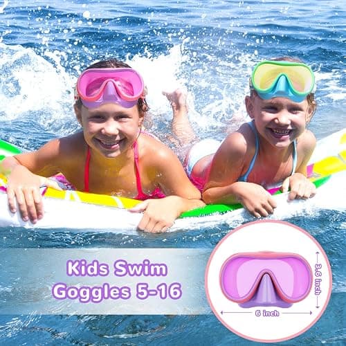 Keary Kids Swim Goggles with Nose Cover for 5-16 Swimming Mask for Toddler Boys Girls Youth Anti Fog thumbnail 4