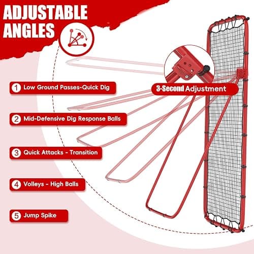 Volleyball Rebounder Net 7x4 Ft, 5-Angle Adjustable Rebounder Net for Practicing Digging, Setting, Spiking, Bounce Back Training Equipment with 2 Target Stripes & Portable Travel Bag for Storage thumbnail 2