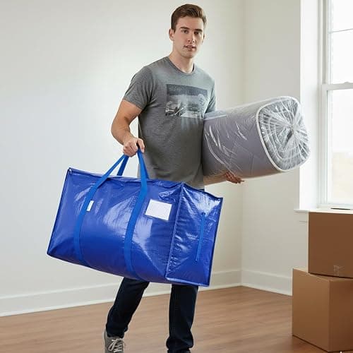 TICONN 6 Pack Extra Large Moving Bags Heavy Duty with Zippers & Carrying Handles, Durable Storage Bags Moving Boxes for Closet Organizers and Storage (6 Pack, Blue) thumbnail 7