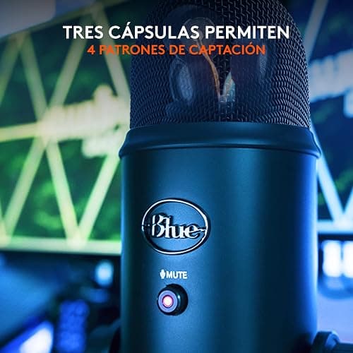 Logitech for Creators Blue Yeti Micrófono USB para Grabación, Streaming, Gaming, Podcasting en PC y Mac, Micro de Condensador para Ordenador, Soporte Ajustable, Plug&Play - Negro thumbnail 4