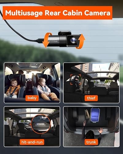 Vantrue N5 4 Channel WiFi 360° All Sides Dash Cam, STARVIS 2, IR Night Vision, 2.7K+1080P*3 Front Rear Inside Dashcam, Voice Control, GPS, 24 Hours Buffered Parking Mode Dash Camera, 512GB Max (N5) thumbnail 5