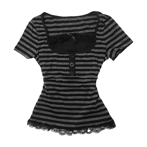 Emo Goth Tops Women Teen Girls Y2k Fairy Grunge Short Sleeve Peplum Blouses Whimsical Gothic Clothes 2000s Shirt - Image 1