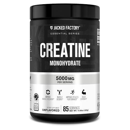 Jacked Factory Creatine Monohydrate Powder 425g - 5g Daily Creatine Supplement for Men and Women, Vegan-Friendly, Third-Party Tested - 85 Servings, Unflavored - Image 1