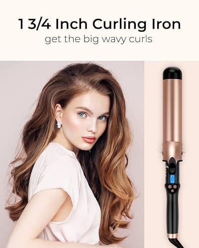 1 3/4 Inch Extra Long Barrel Curling Iron, 1.75 Large Barrel for Long Hair Ceramic Tourmaline thumbnail 2