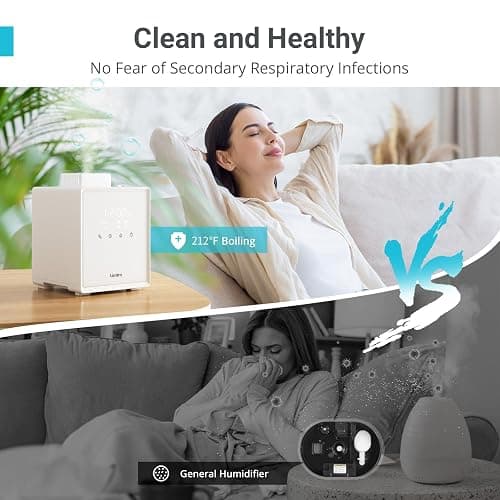 Livatro Stainless Steel Humidifier, 3L Warm Mist Humidifier, Easy Clean with Warm Steam Humidifier, Healthy Air Mist Humidifiers for Bedroom Living Room, with Sleep Mode and Auto-off Setting thumbnail 3